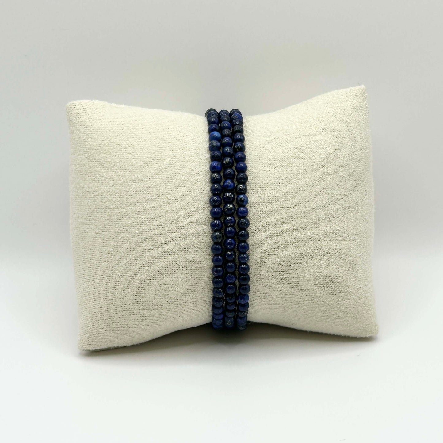 Set of three Leopoldine Aurora bracelets in deep lapis lazuli blue – semi-precious gemstone stacking bracelet set, elegant and refined gift idea for her under £35.