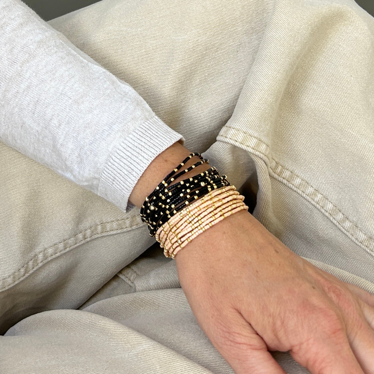 CONFETTIS Bracelets Trio - Cream & Gold