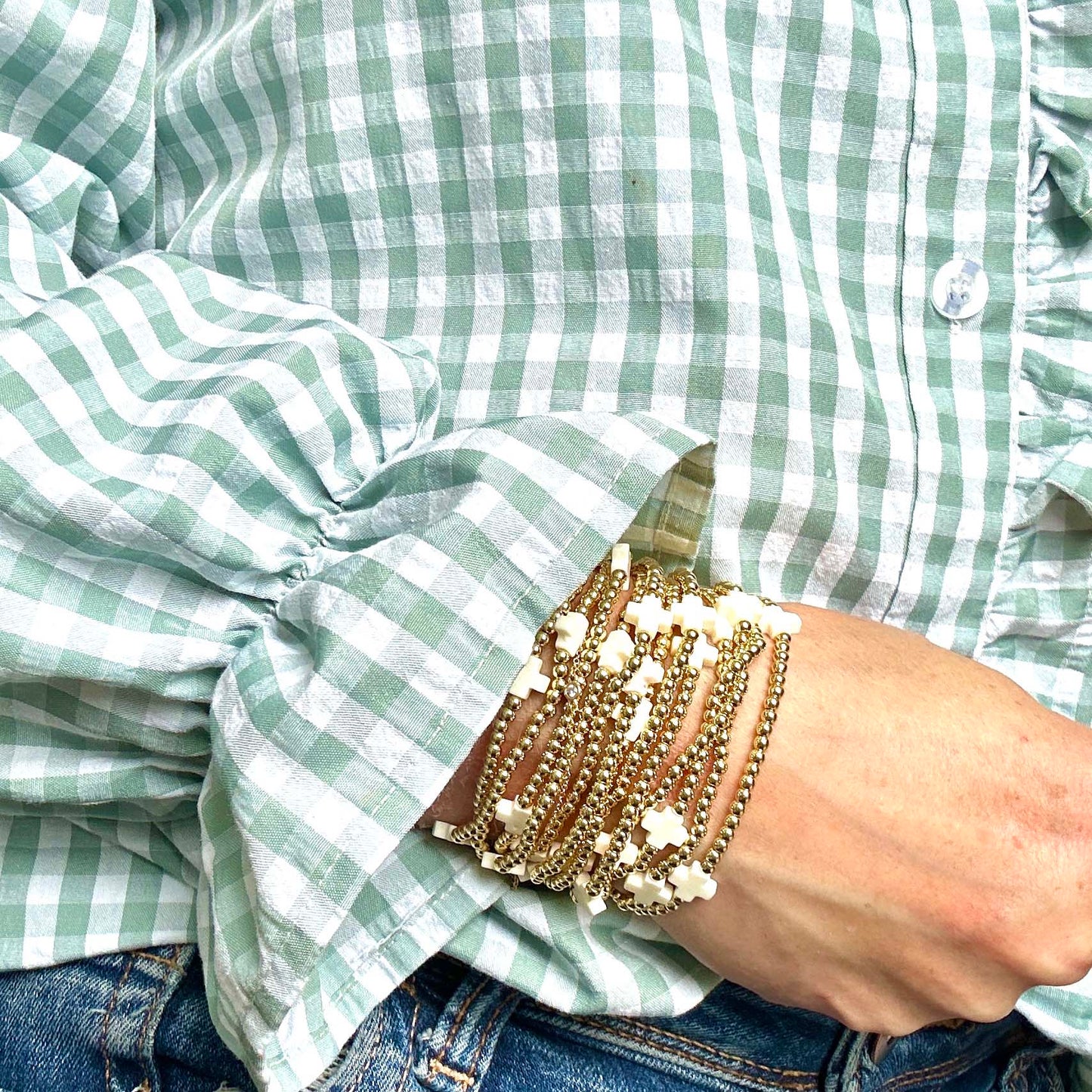 DIVINE Golden Bracelet – White Cross