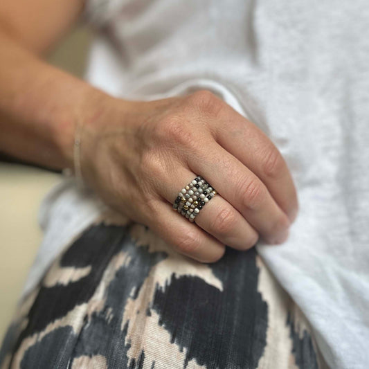 AURORA Natural Stone Ring – Grey Picasso