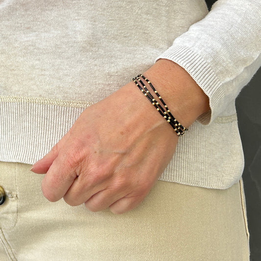 CONFETTIS Bracelets Trio - Black & Gold
