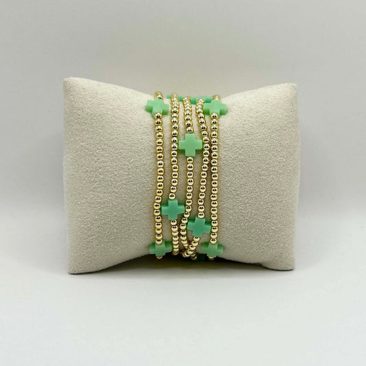 DIVINE Golden Bracelet – Aqua Green  Cross